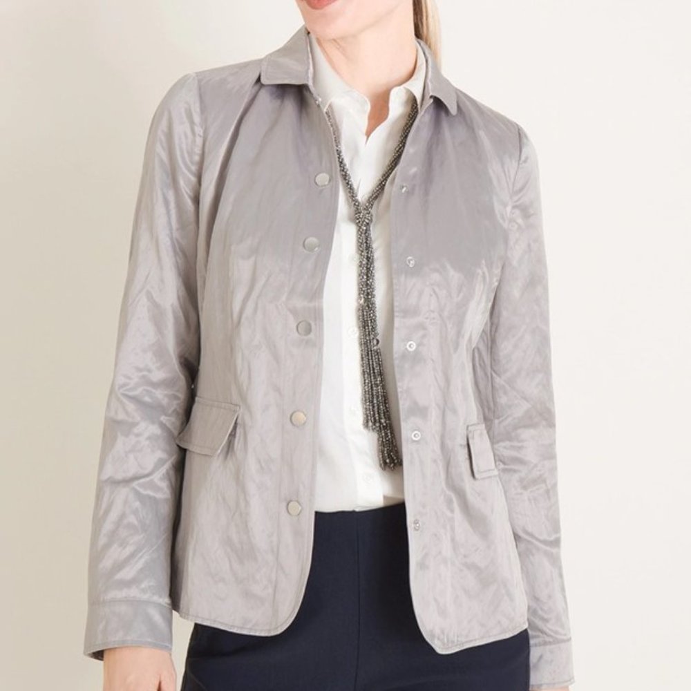 Chico's TEXTURED METALLIC JACKET Size 3